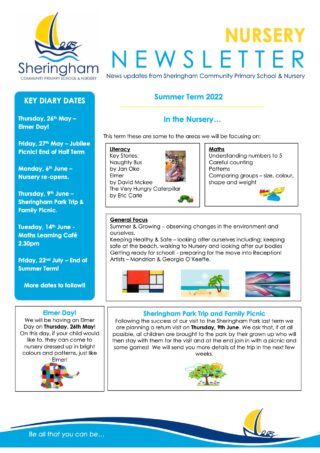Nursery Newsletter Summer Term 2022
